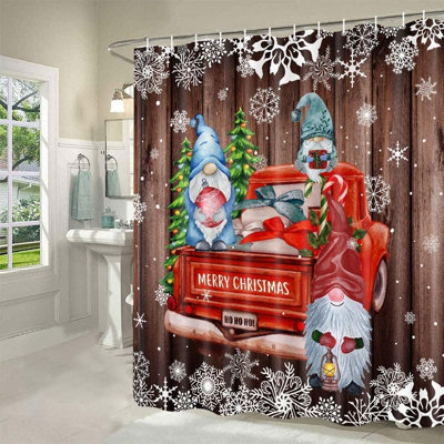 Old Town Merry Christmas shops Shower Curtain| Red